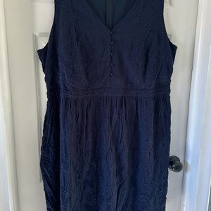 Navy embroidered sleeveless dress